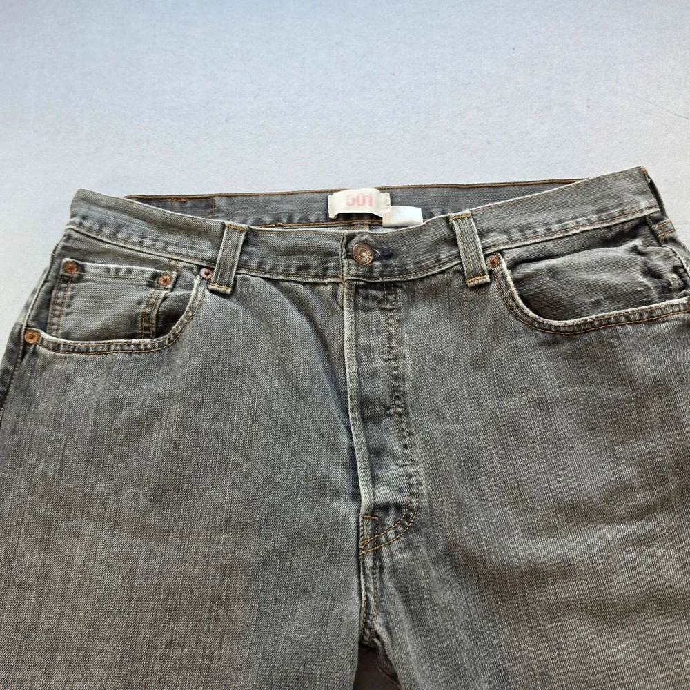 Levi's 501 Original Fit Mens Jeans 36x30 Grey Denim Button Fly Straight Leg 2008